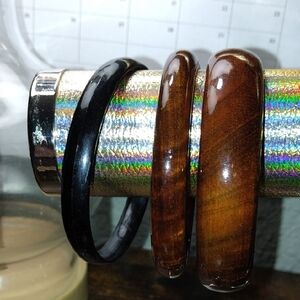 Set of Three Bangles - Black and Brown